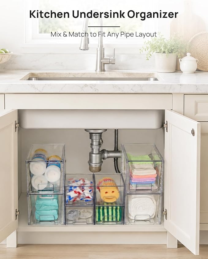 Vtopmart 8 Pack Clear Pull-Out Under Sink Organizer Set - Image 5