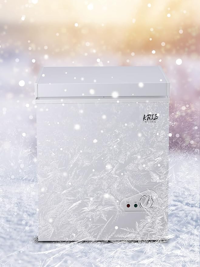 3.5 Cu.Ft Deep Compact Freezer with a Removable Basket, Chest Freezer 7 Gears Temperature Control(-18°F to -46°F), for House, Garage, Kitchen, Basement, Shop, White