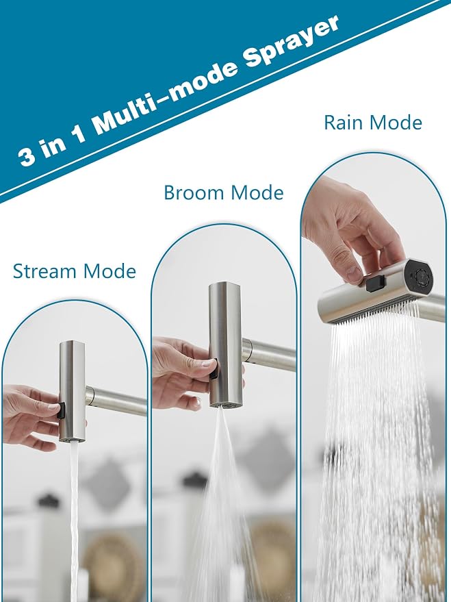 Kitchen Faucets with Pull Down Sprayer, Waterfall Kitchen Sink Faucet, - Image 2