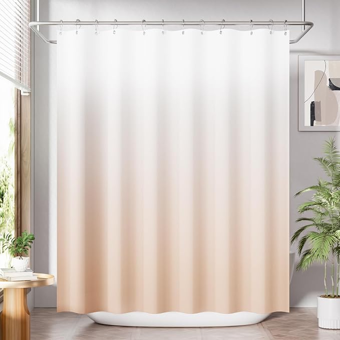 AmazerBath Fabric Shower Curtain, Cloth Khaki Shower Curtain Set by AmazerBath