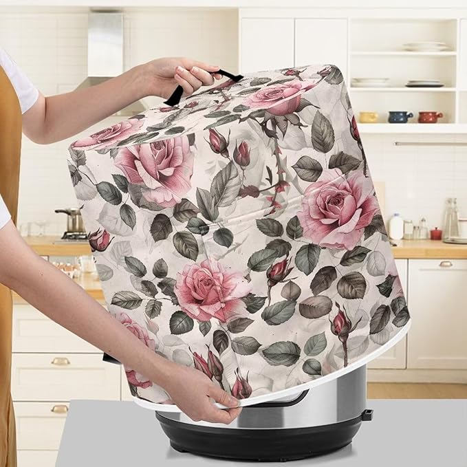 Pink Rose Dust Cover Instant Pot Heavy Duty Waterproof Dust Pressure Cooker Cover Case for Instant Pot Pressure Cooker Instant Pot Appliance Covers Pressure Cooker Size M