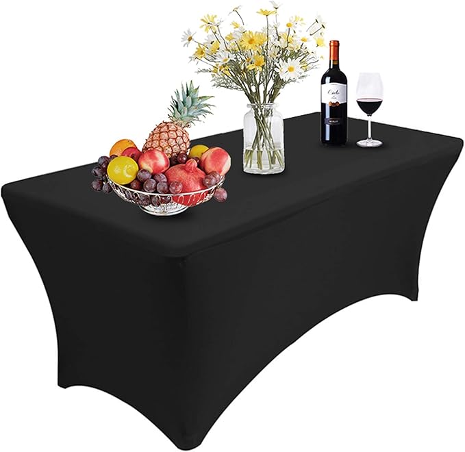 RELIANCER 1 Pack Stretch Spandex Table Covers for Rectangular Tables,8FT Elastic Fitted Tablecloth,Universal Rectangular Table Cloth Protector for Outdoor Party,Wedding,Bar,Birthday,Banquet,Events