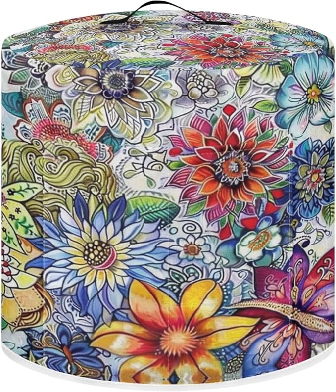 Colorful Flowers Dust Cover for 8 Quart Instant Pot and Extra Accessories, Dust Proof Easy to Clean Pressure Cooker Cover Electric Appliance Cover Air Fryer Accessories with Pocket
