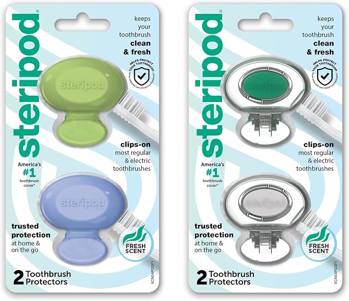 Steripod Clip-On Toothbrush Protector, Keeps Toothbrush Clean, Fresh-Scented by Steripod