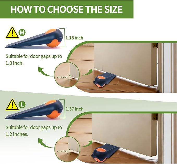 Door Stoppers for Bottom of Door, 4 Pack 5", Rubber Door Stopper Wedges - Image 5