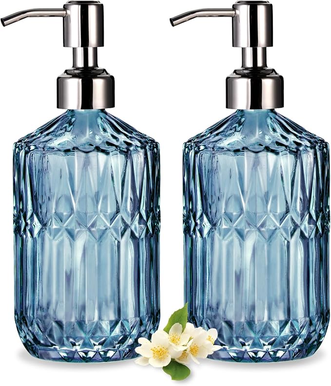 COHOSEGE 17 Oz Blue Glass Kitchen Soap Dispenser by COHOSEGE