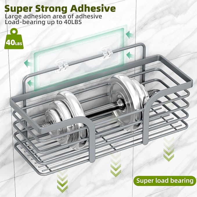Yougai Dark Gray Shower Shelves, Bathroom Organizers and Storage - Image 6