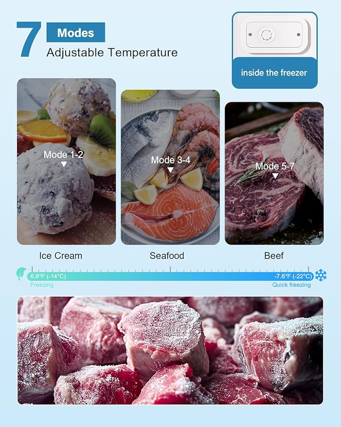 3.0 Cu.ft Upright freezer - Compact Mini Freezer with 7 Adjustable Thermostat, Removable Shelves, Reversible Single Door, 360°Uniform Cooling Small freezer for Home Office Dorm, Silver