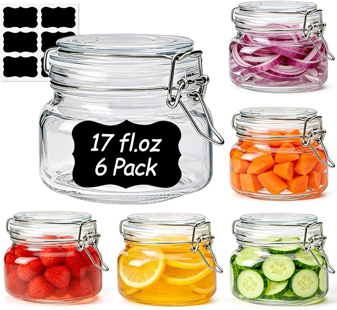 ComSaf Square Glass Food Jars 17 oz 6 Pack by ComSaf