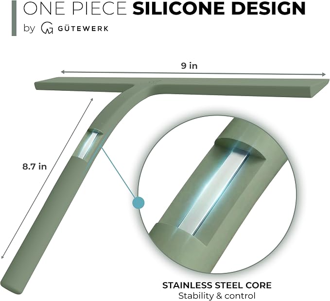 Silicone Shower Squeegee with 3-in-1 No-Drill Mount, Streak-Free & No-Squeak - Image 4
