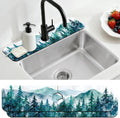 2 Pcs Kitchen Sink Splash Guard Faucet Mat Watercolor Forest Pattern Faucet Mat by CONCHLERY%E6%97%97%E8%88%B0%E5%BA%97