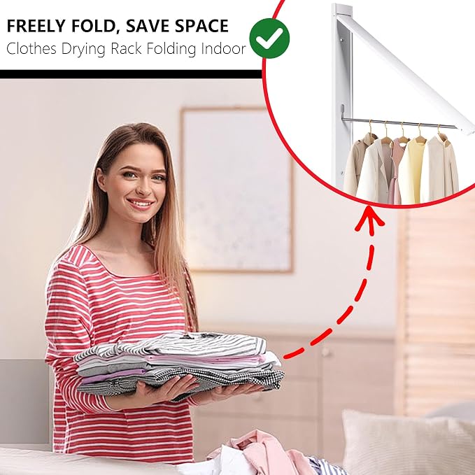 Ithywat Retractable Clothes Drying Rack，Space Saver Wall Mounted Folding Hanger - Image 5