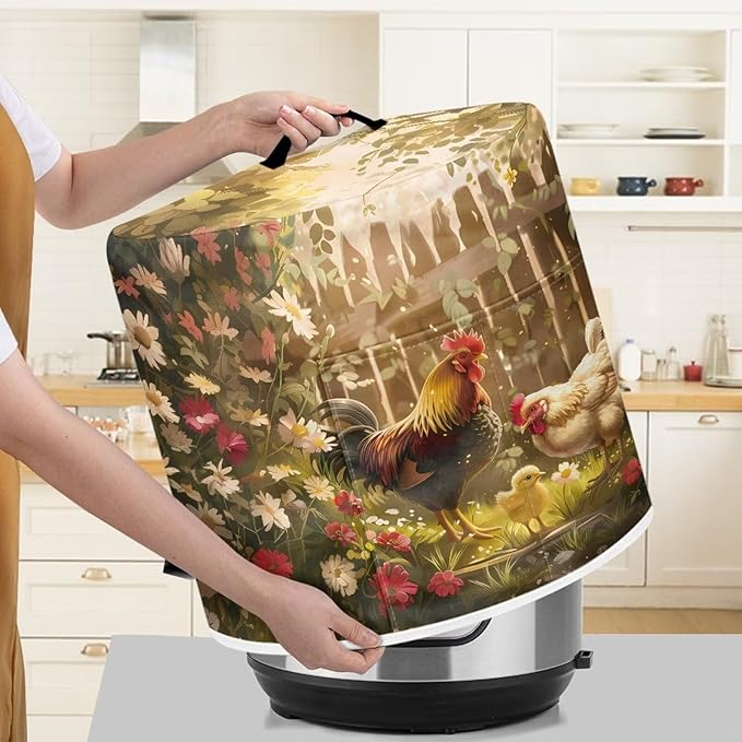 Chicken Air Fryer Cover for 6 Quart Electric Pressure Cooker with Pocket, Dust-proof Appliance Covers for Kitchen Counter Small Appliance Accessories with Pockets