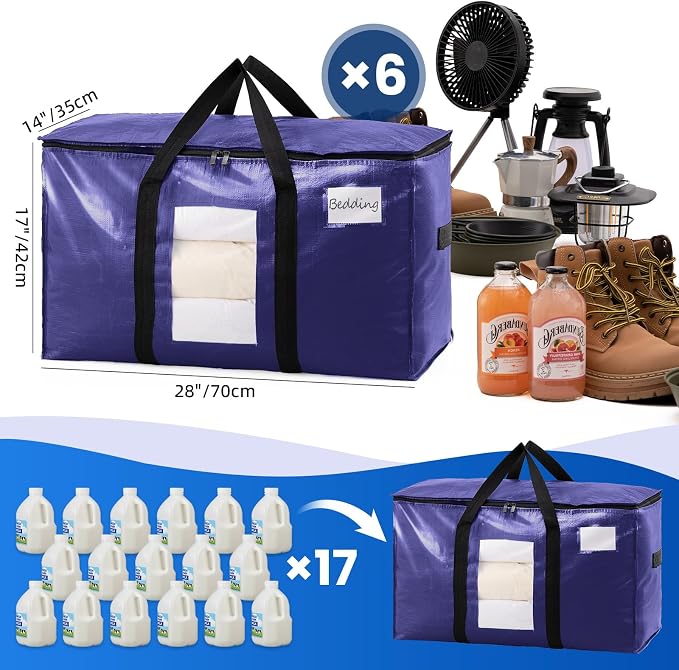 TAILI 6 Pack Dark Blue XXL Moving Bags, Storage Bags - Image 6