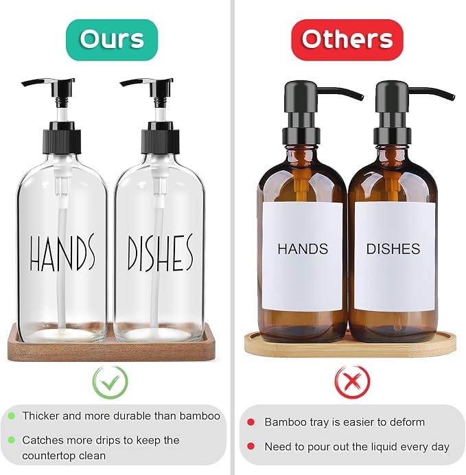 ALELION Glass Soap Dispenser - 16 OZ Clear Dish and Hand Soap Dispenser Set - Image 8