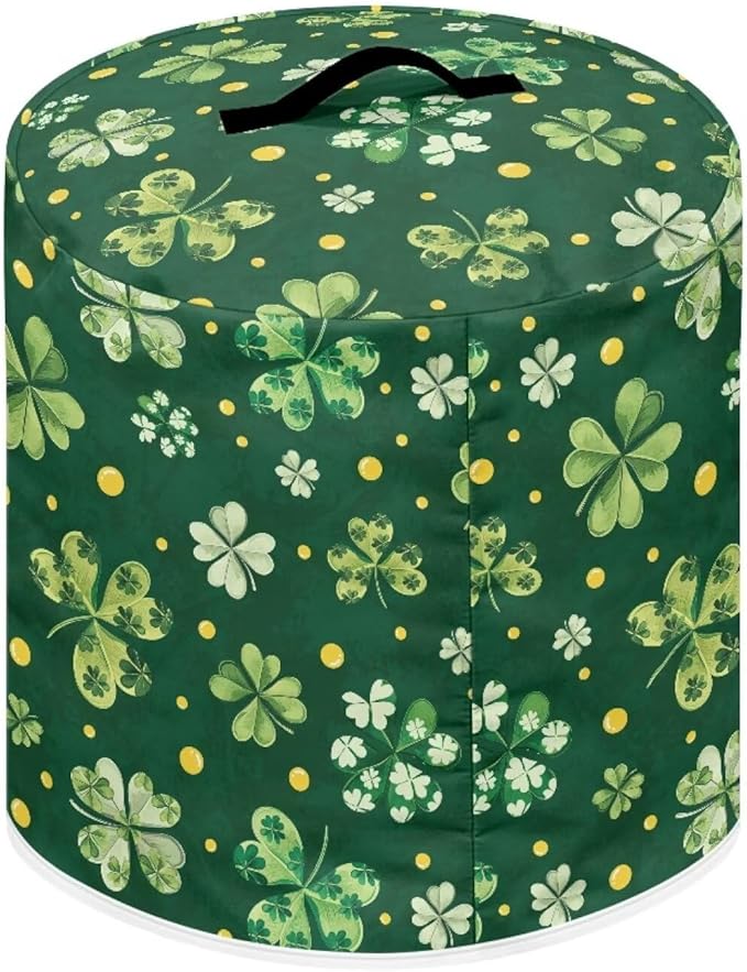 Xoenoiee Green Clover Print Kitchen Appliance Dust Cover with Pockets, Electric Pressure Cooker Cover Compatible with Crock Pot for St.Patrick's Day Decor, Rice Cooker Covers, for 8 Qt