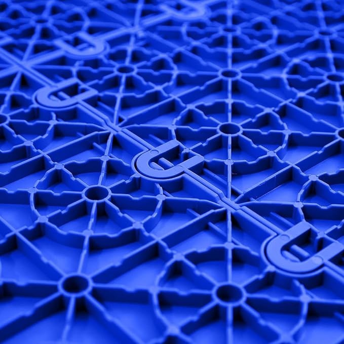 FlooringInc's Nitro 12"x12" Snap-Together Garage Flooring Tiles, Non-Slip Interlocking Plastic Floor Mat, Coin Pattern, Shelby Blue, 12 Tiles, 12 Sq/Ft