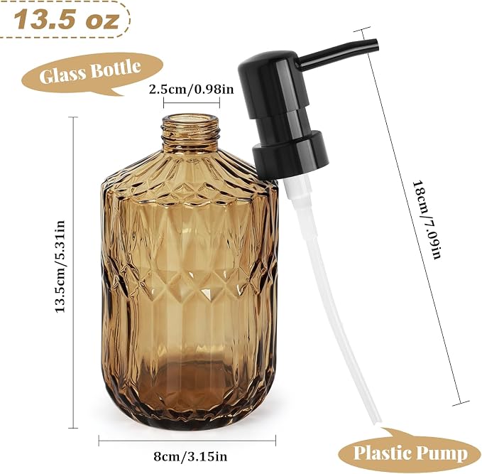 Amber Glass Soap Dispenser - Image 2