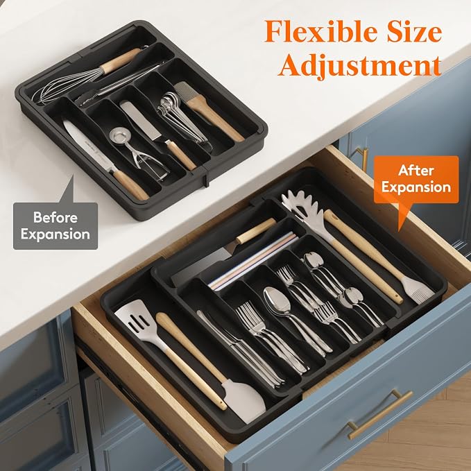 Lifewit Expandable Silverware Drawer Organizer, Kitchen Utensil Tray | BPA-free - Image 7