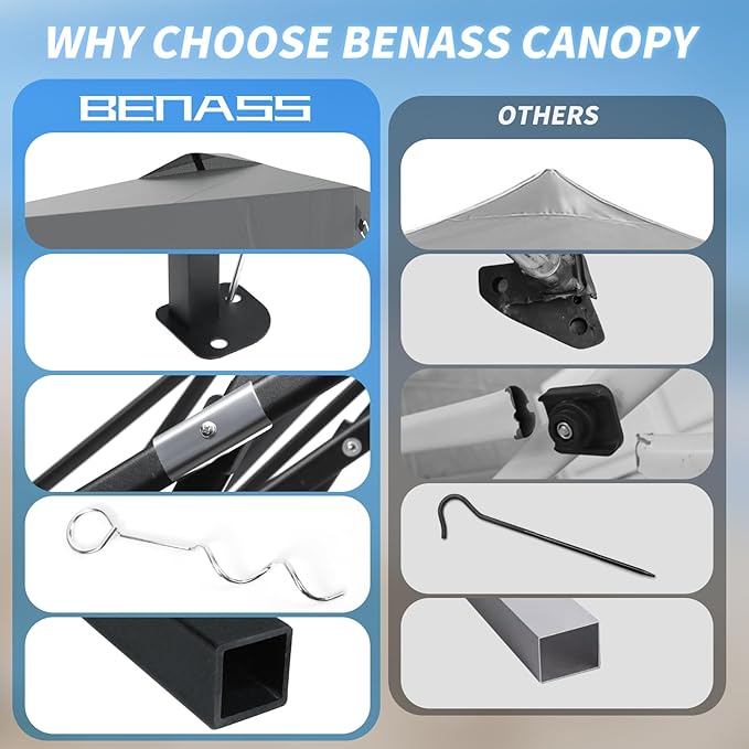 10x10 Pop Up Canopy, Easy Up Canopy Tent, Heavy Duty Tents for Parties, One Person Set Up Event Tent, Light Grey