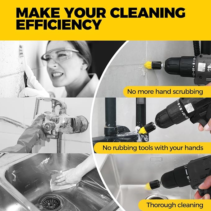 Holikme 6pcs Drill Brush Multi-Purpose & Grout Head, Crevice Cleaning Brush - Image 2