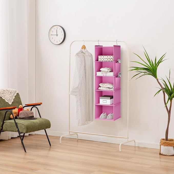 YOUDENOVA Hanging Closet Organizer and Storage, Light Pink | Locker/RV/Camper - Image 2