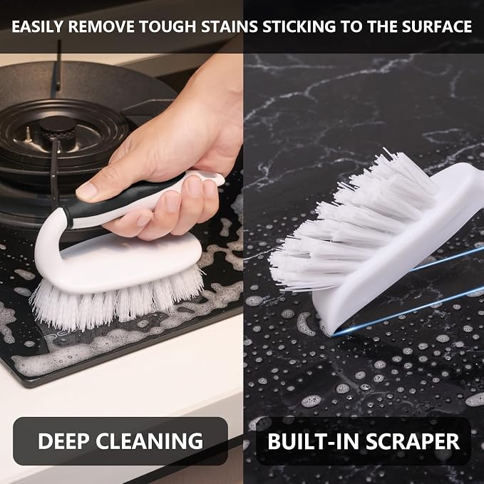 Scrub Brush Set, 4 Pack Deep Cleaning Brush Kit, 2 Tile & Grout Brush - Image 3