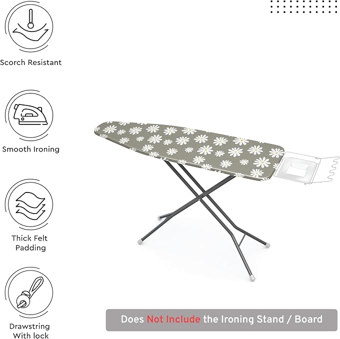 Encasa XO Ironing Board Cover and Pad, Thick Felt 49"x18" - Image 3