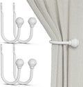 Hion Curtain Holdbacks White 4pcs, Curtain Tiebacks Wall Mounted Hooks | by Hion