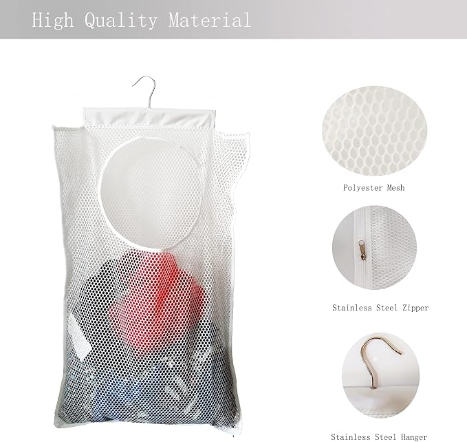 Hanging Mesh Laundry Hamper Large Dirty Clothes Bag - Image 3