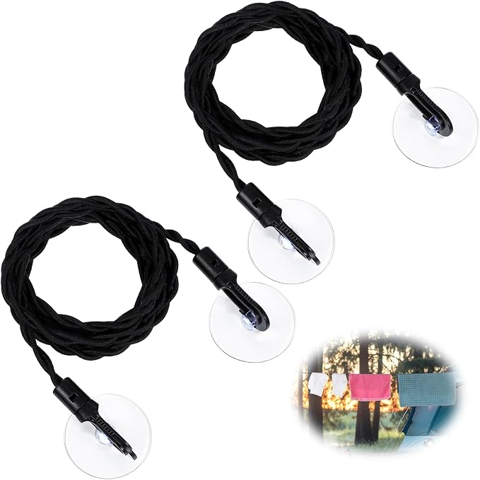 2 Pack Travel Clothesline, Portable Clothes Line Black Retractable Clothesline - Image 8