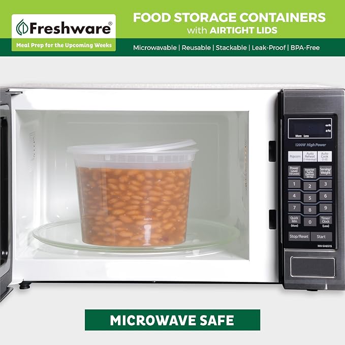 Freshware 1/2 Gallon Plastic Deli Food Storage Soup Containers - Image 5