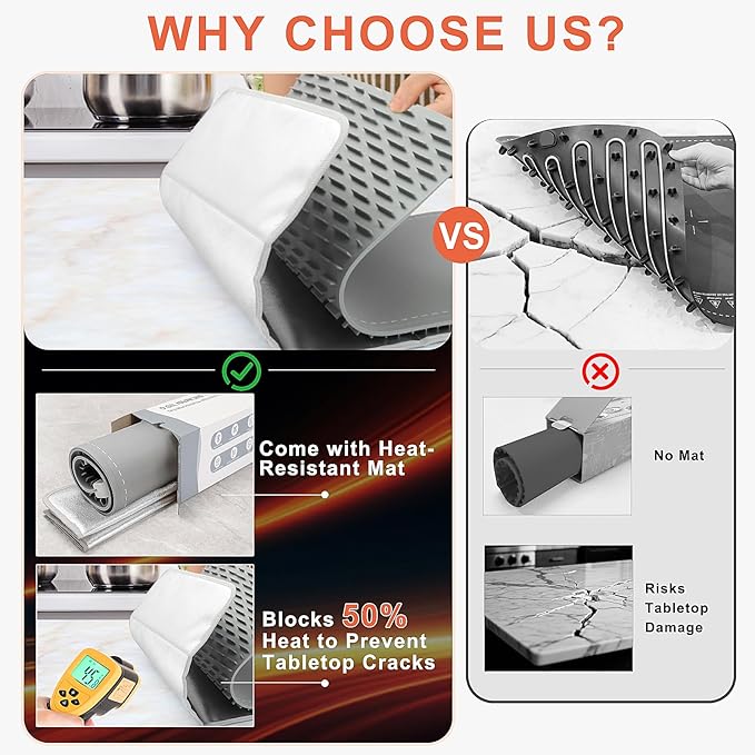 FYY Extra Large Warming Mat for Food with Heat Resistant Pad, Prevent Countertop Cracks, Keep Meal Warm, Rapid and Full Surface Heating, 6 Temp Settings, 6H Timer, Rollable Portable Food Warmer, Grey