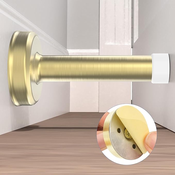 2 Pack Door Stops, Stainless Steel Door Stoppers, No Drilling Door Stops by Profasion