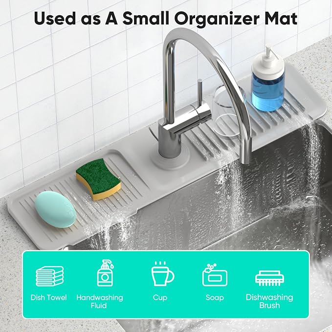 24 Inch Longer Faucet Mat for Kitchen SinkBathroom Kitchen Sink Splash Guard - Image 7