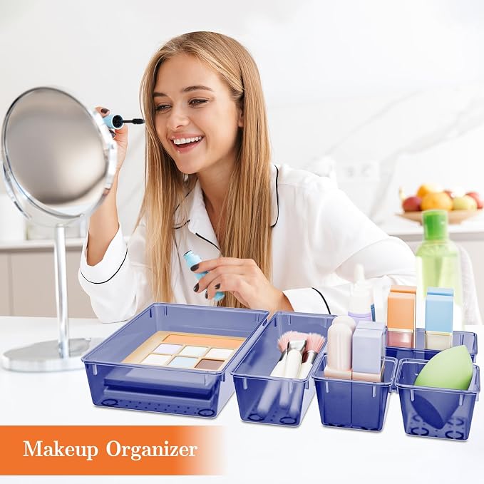 SpaceHacks 25 PCS Plastic Drawer Organizer, 4-Size Versatile Organizer Trays & - Image 5