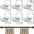 No Drill Curtain Rod Brackets-20LB, 6 Pack Self Adhesive Curtain Rod Holder | by JHCJHC