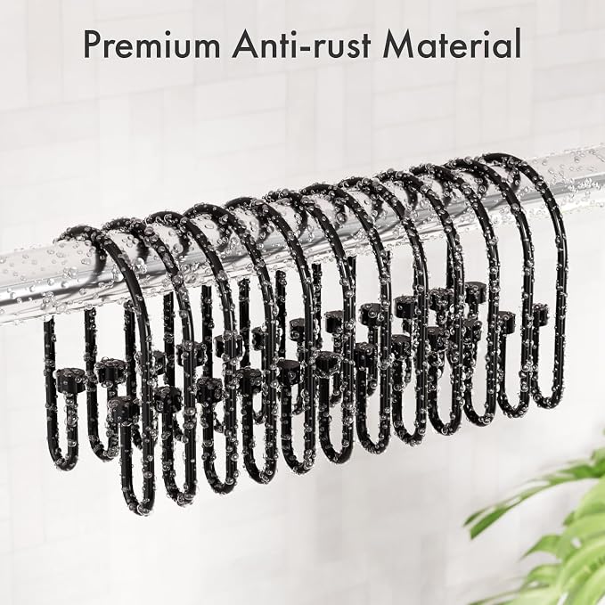 AmazerBath Shower Curtain Hooks, Metal Shower Curtain Hooks Rings, Double - Image 6