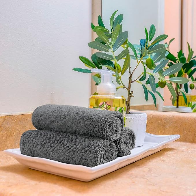 Orighty Washcloths Bulk, 50 Pack Microfiber Face Towels, 12x12 Inch Grey - Image 6