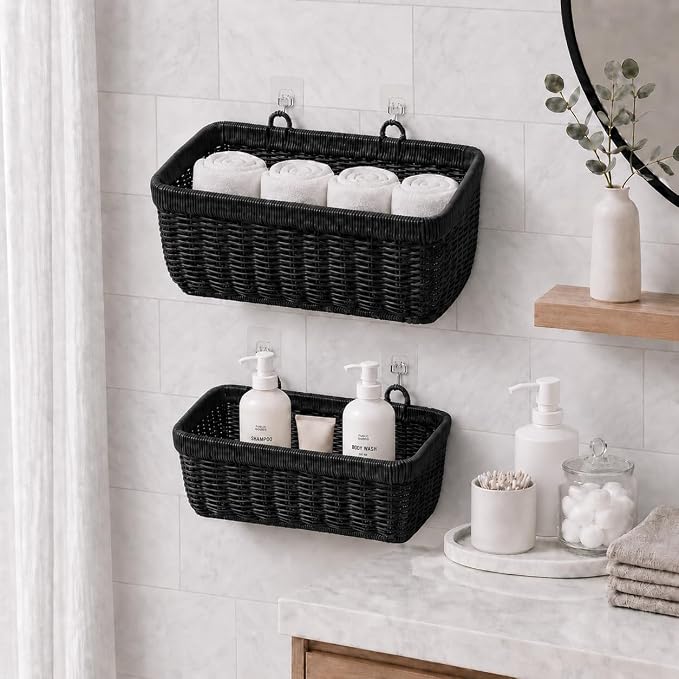 AceList Wall Hanging Basket, Boho Style Hand-Woven Hanging Storage Baskets - Image 3