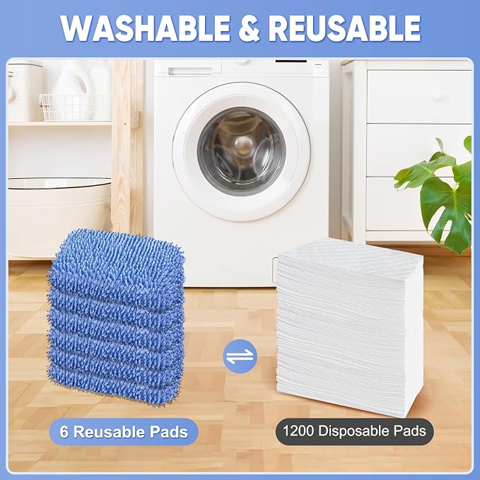 6 Pack Reusable Mop Pads Compatible - Image 4