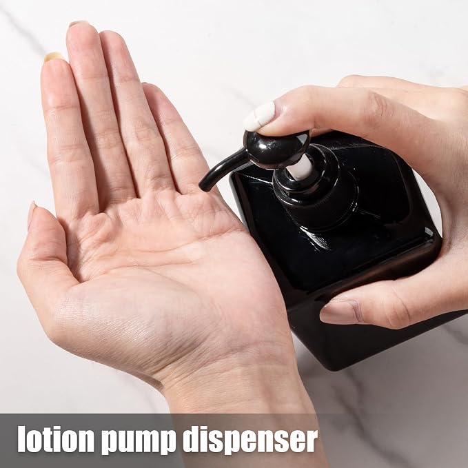 Refillable Lotion Soap Dispenser Plastic Pump Bottle 8.5oz Black 2 Pack | - Image 4