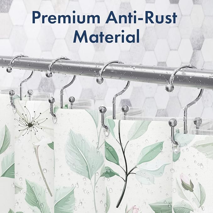 Bathway Shower Curtain Hooks Silver Shower Curtain Rings, Metal Shower Hooks - Image 3