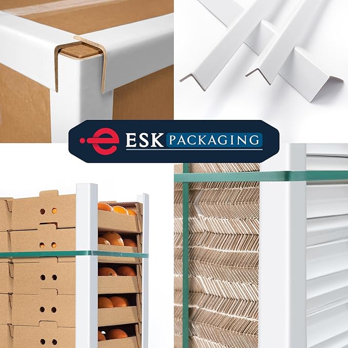 Cardboard Edge Protectors for Shipping - 3W x 3"D x 36"L, Medium Duty .160 ga, Pallet Corner Protectors, Angle Boards, White, 50/Pack
