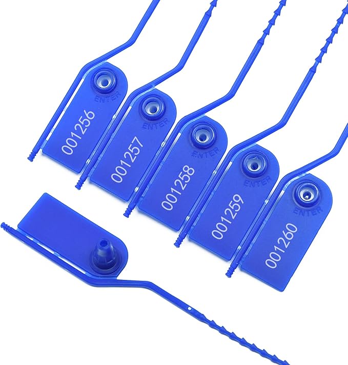 500 PCS Plastic Tamper Seals Pull Tight Security Seals Tags Breakaway Seals Numbered Zip Ties Disposable Self-Locking Ties for Fire Extinguisher, Tear Off Type, 210mm Length
