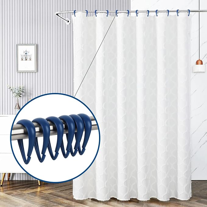 Top-spring Navy Blue Shower Curtain Hooks 12Pcs Drop Shaped - Image 5