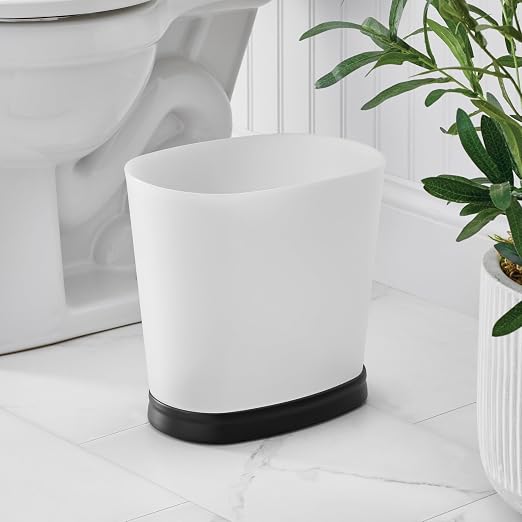 iDesign Slim Bathroom Trash Can, Frost/Matte Black | Small, - Image 3