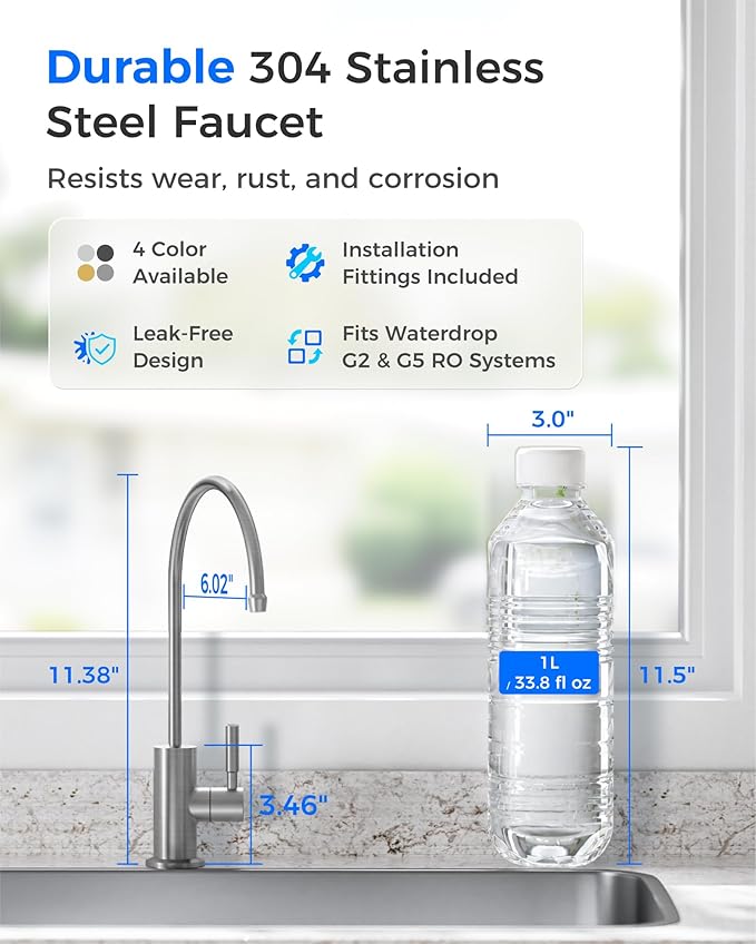 Waterdrop G2FCT-BN Drinking Water Faucet, NSF/ANSI 372 Certified, Brushed | RO - Image 2