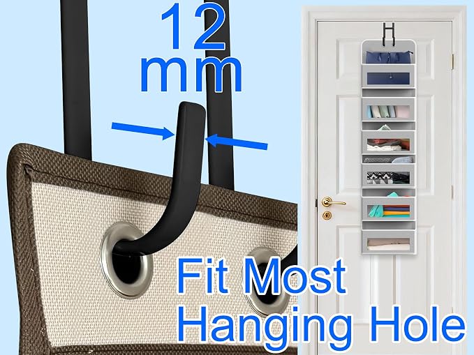 Double Over Door Steel Hooks 2 Pack Fit 1-3/8" Door 5.5" Black | Plastic Coated - Image 3