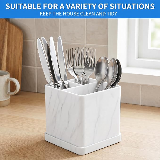 2 Pack Toothbrush Holders for Bathrooms Marble White, 3-Slot Electric - Image 7